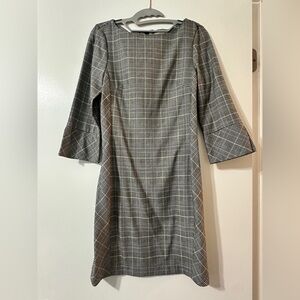 H&M Black Plaid Long-Sleeve Sheath Dress